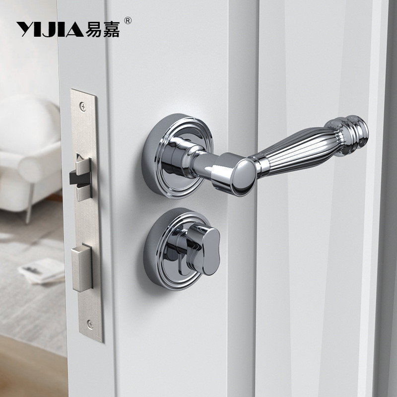 热销现代简约室内卧室门锁法式轻奢亮磁吸房门木门把手金色静音门