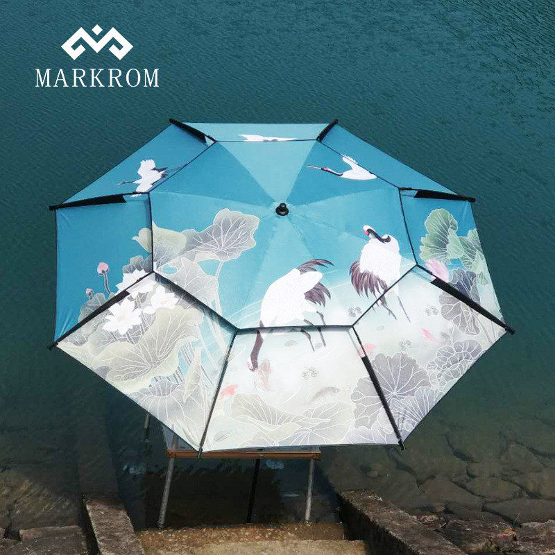 2.4垂固万向钓鱼伞全玻纤伞骨铝合金中棒高档米加钓台钓伞批发