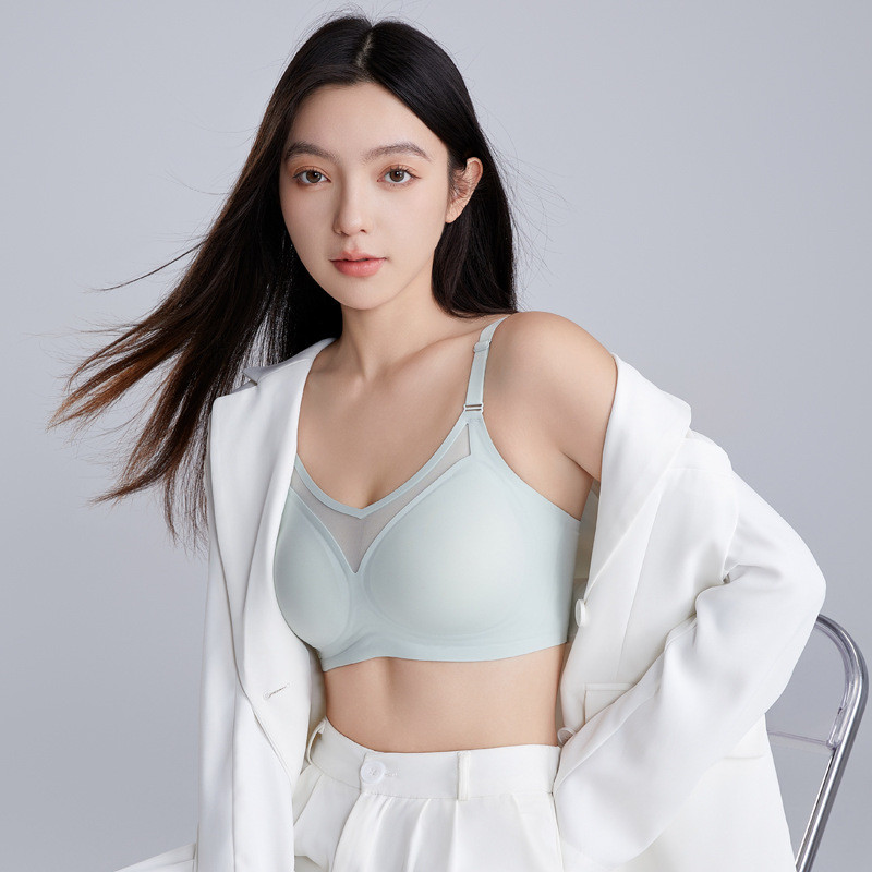 无痕内衣固定杯无钢圈聚拢防下垂薄款女文胸大胸显小调整型收副乳
