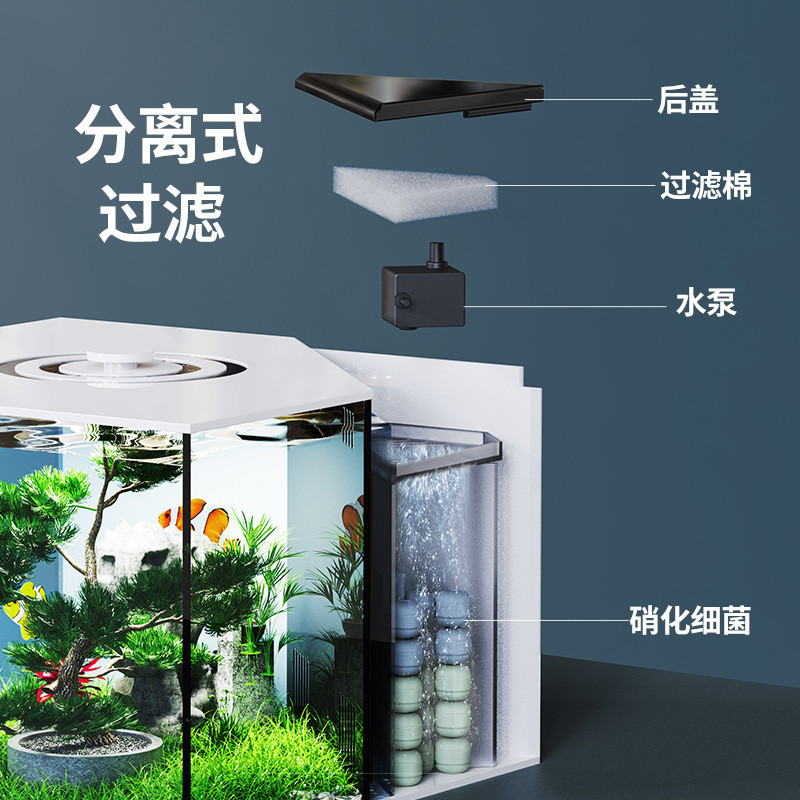 超白鱼缸造景生态桌面金鱼缸亚克力迷你小型客厅免换水家用水草缸