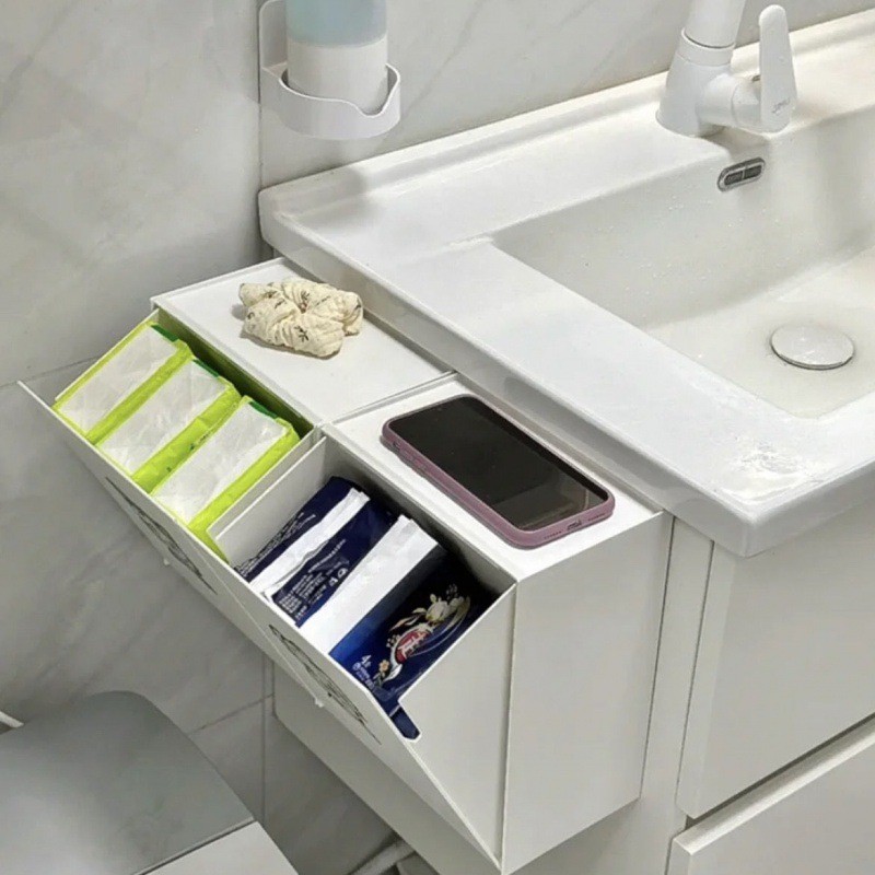 R7B卫生巾收纳盒壁挂式浴室免打孔洗手间纸巾收纳盒厕所浴室墙整