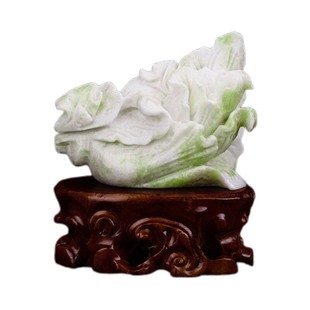 蓝田玉白菜摆件迷你百财装 饰品宅玉白菜人财兴旺客厅办公室手工旺