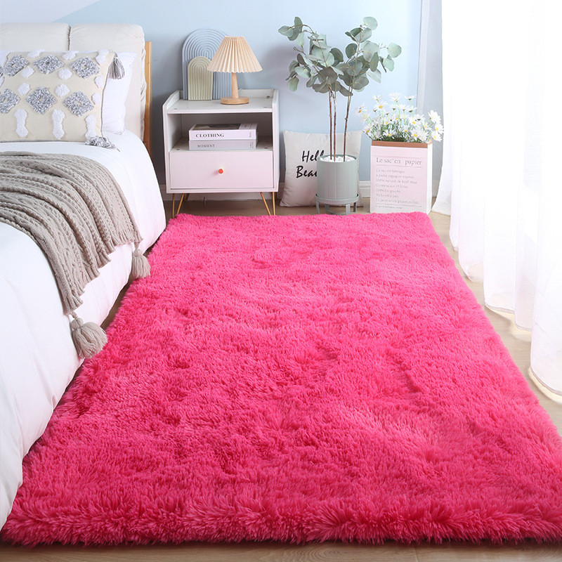 m3no批发米白色床边2022新款客厅地毯卧室长毛绒加厚垫子少女房间