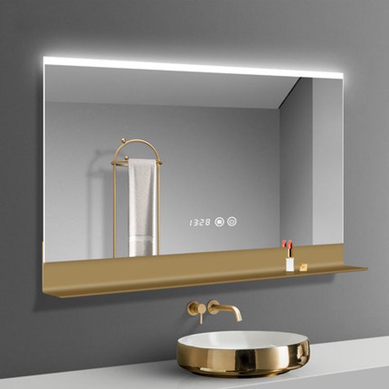 智能led浴室镜发带灯镜厕所家用壁挂卫生间镜子带置物架光灯