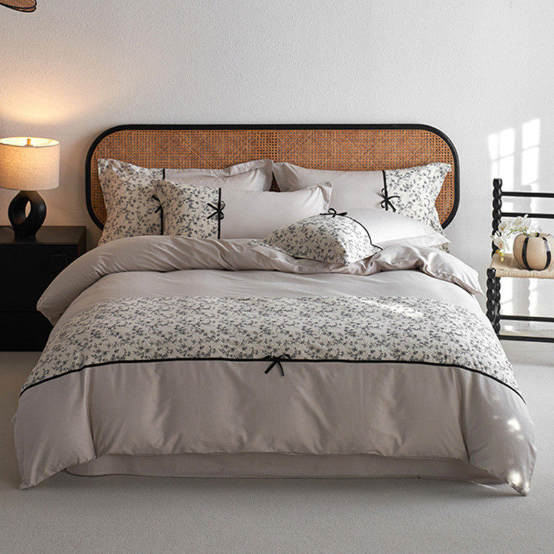 2024新款中式古风斜纹床上四件套绣花全棉碎花国风床单被套南通市