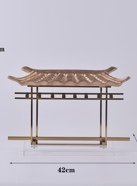 现代新中式徽派牌坊凉亭金属逍遥楼模型摆件禅意样板房间软装饰品