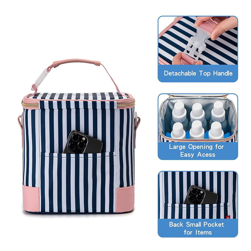 热卖条纹储奶包多功能防水母乳包保鲜大容量保温袋配冰格冰包