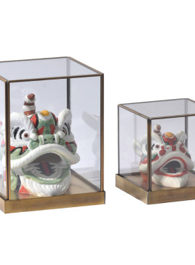 狮子头新中式工艺品样板房玄关摆设酒店样板房客厅书柜酒柜装饰品