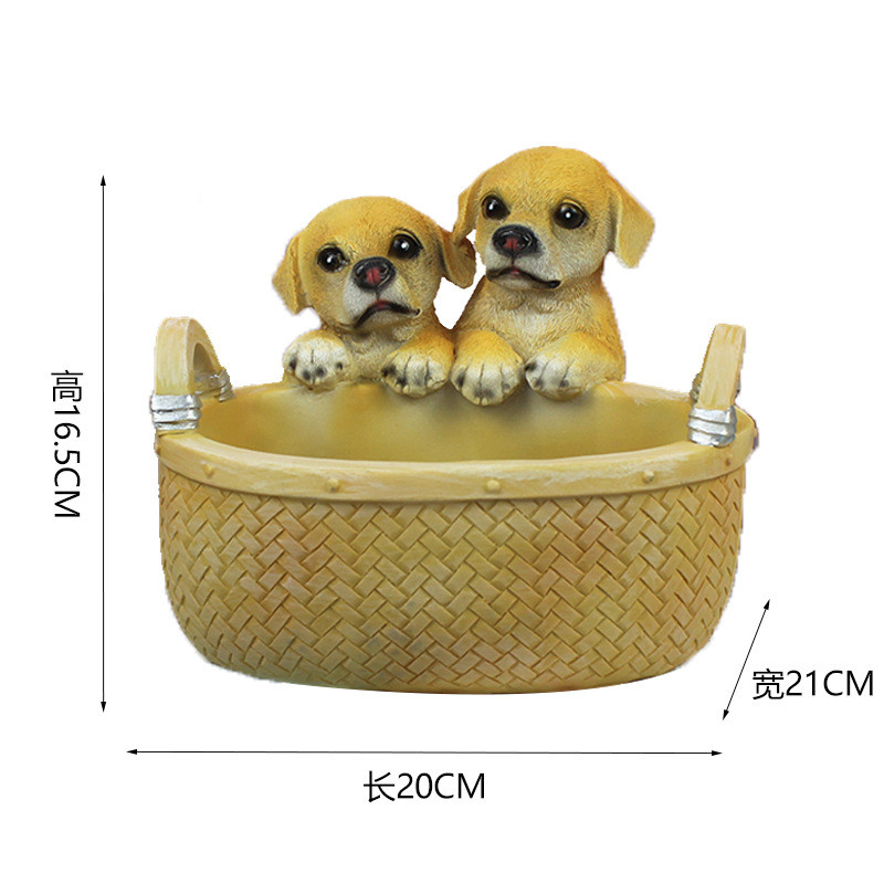 家居钥匙摆件客厅可爱小狗玄关鞋柜杂物装饰桌面树脂收纳树脂工艺