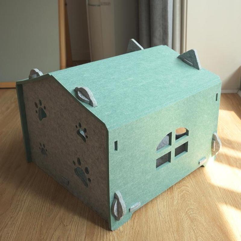 猫窝毛毡批发房子四季通用猫屋猫舍可拆卸毛毡宠物猫窝