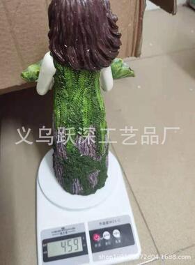 蕨类仙人雕像女神2合1蜂鸟树脂鸟器喂墙壁庭院草坪装饰工艺品