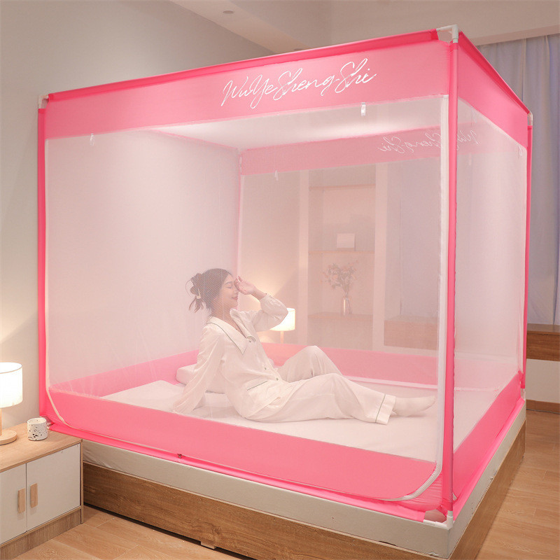 防尘家用儿童加密坐床拉链蚊帐防摔三开门蚊帐做床式方顶蚊帐批发