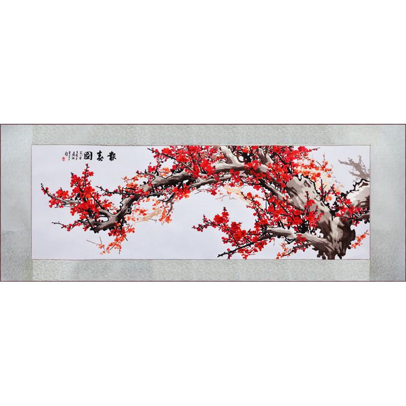 牡丹风格牡丹刺绣装饰画挂画古典风春色满神州新中式和靠山图片