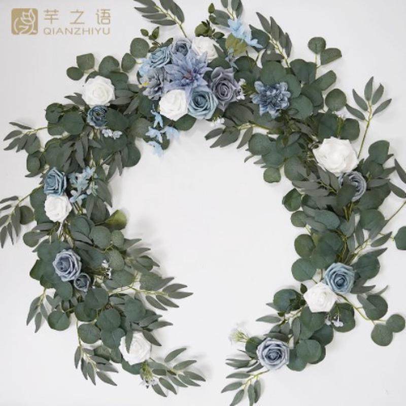 新品仿真玫瑰花藤店花酒条桌装饰宴会藤蔓花环装饰婚礼用品