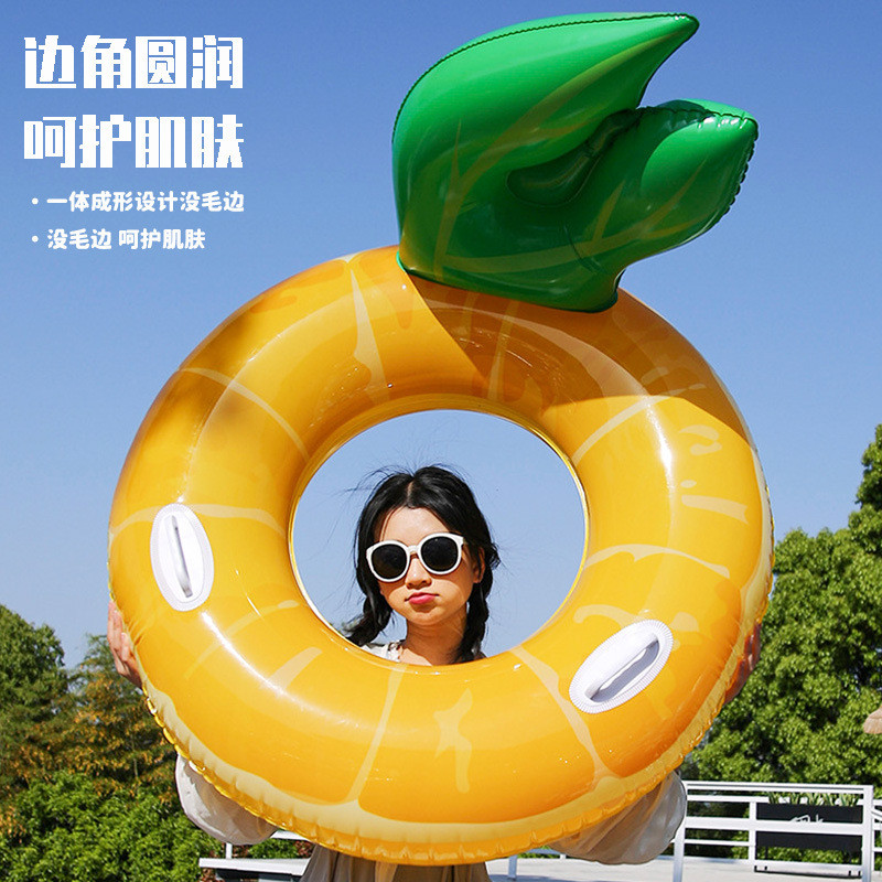 泳神成人戏水靠背躺椅浮排菠萝游泳圈充气腋下带把手胖子pvc