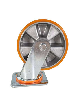 4寸5寸6寸8寸重型万向脚轮工业pu橙色脚轮铝芯聚氨酯轮活动