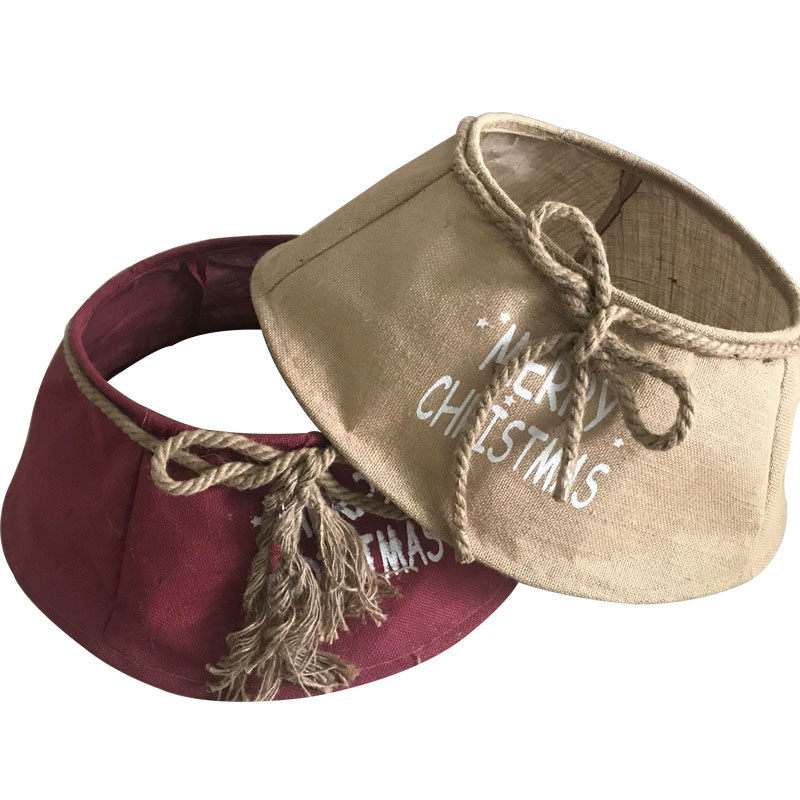 定制热款麻布面料圣诞树裙树围边框麻布袋彩色可以印花本色