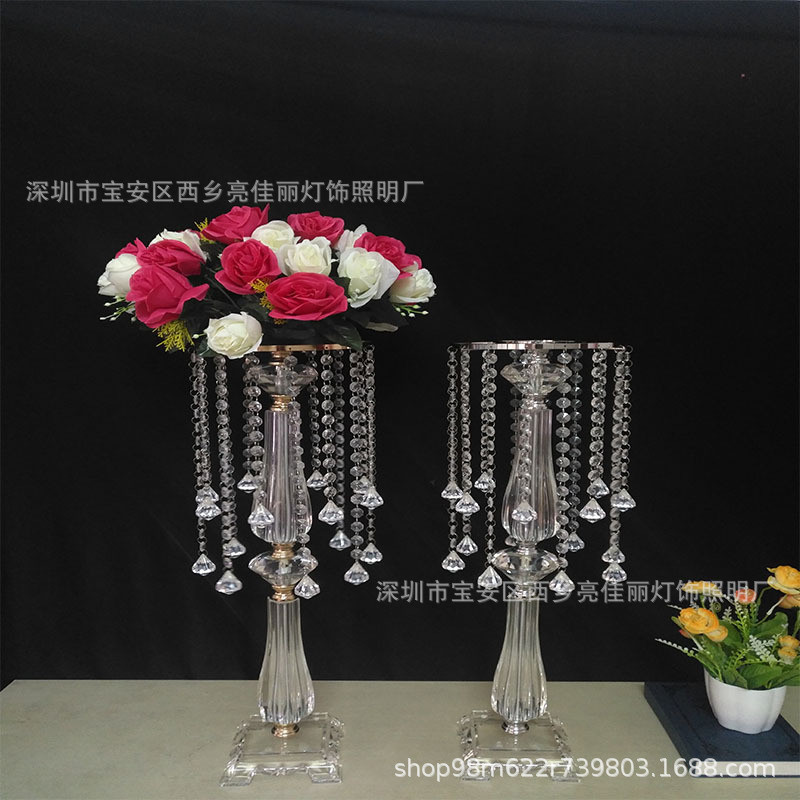 水晶珠帘路引婚庆批发布置道具t台装饰酒店餐桌烛台摆件厂家场地