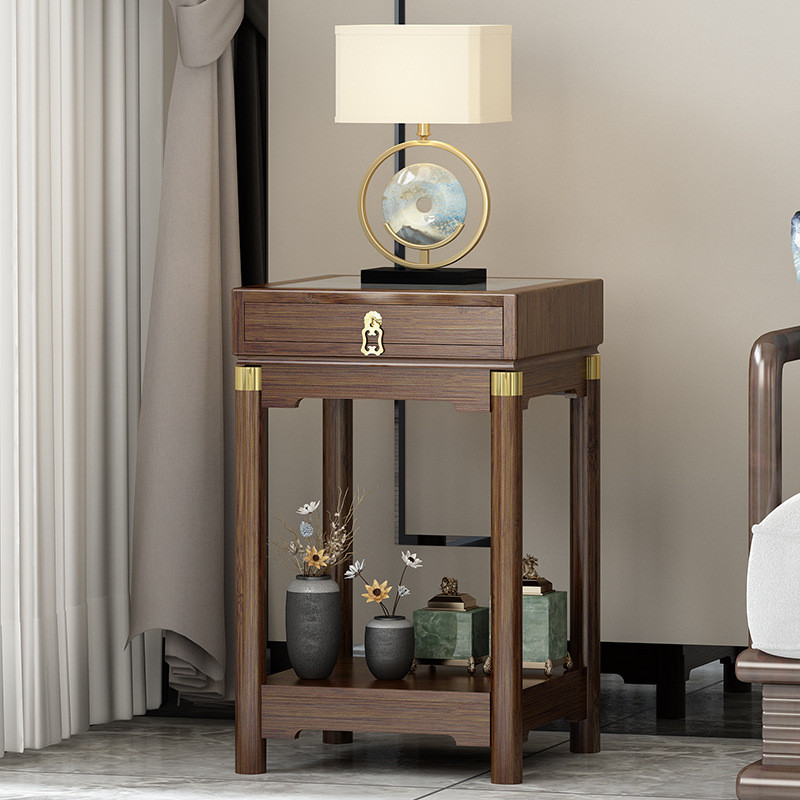 热销边几轻奢客厅沙发小茶几卧室中式实木感边柜复古桌子方几角几