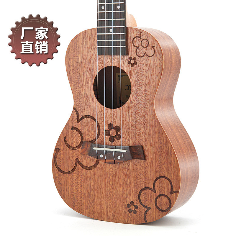 23寸尤克里里Ukulele乌克丽丽 夏威夷四弦琴小吉他 沙比利花朵款