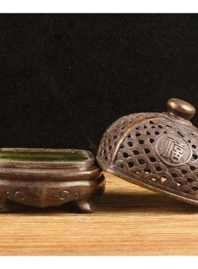 纯黄铜香薰炉仿古香炉福禄寿喜熏炉紫铜香炉纯礼品熏香炉摆件黄铜