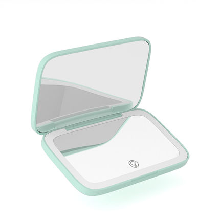 智能手持led化妆镜带磁控折叠发光镜5倍放大触控按键三挡灯光调节