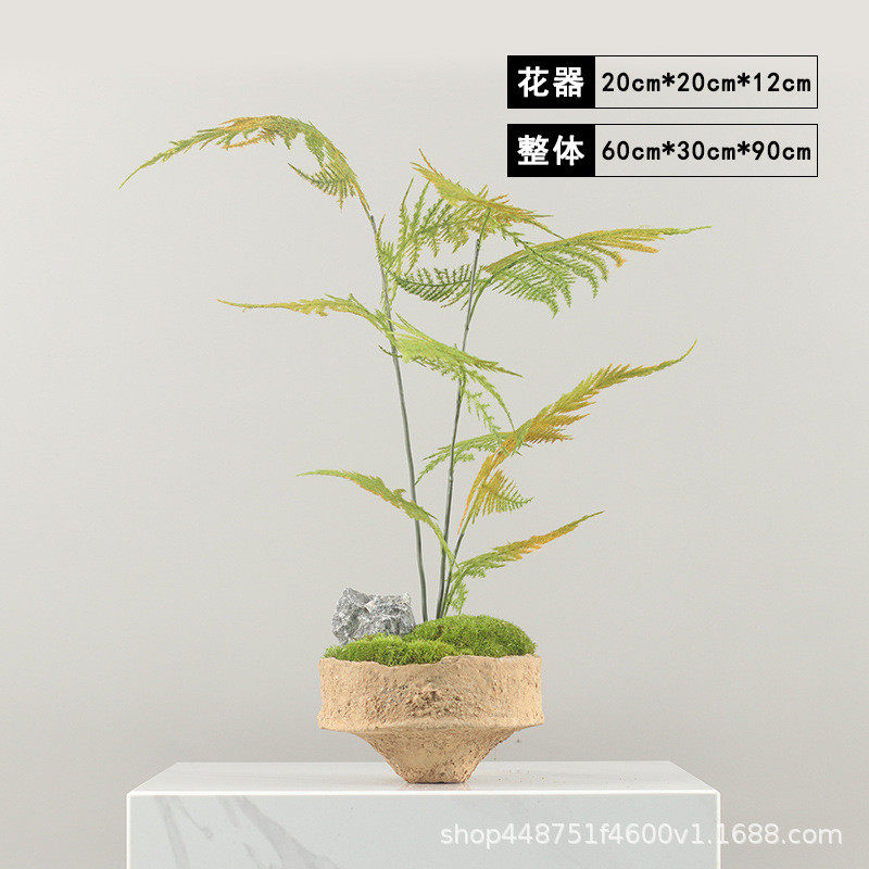 花艺仿真新中式盆景办公室内文竹苔藓陶泥花器整体禅意微景观摆件,家居饰品,仿真花/假花,淘宝优惠券,粉丝福利购,淘宝优惠卷