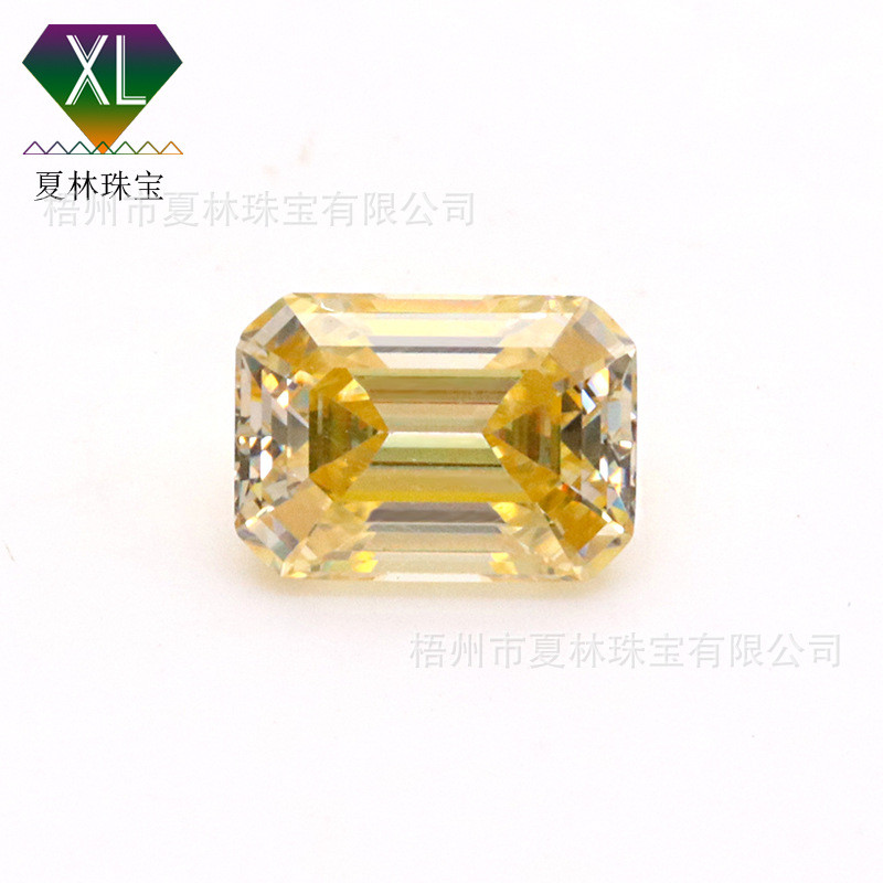 祖母绿切割鹅黄色莫桑钻莫桑石裸石长方倒角车平黄色异形莫桑石