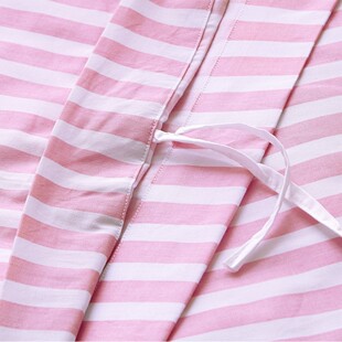 粉白条纹纱卡全棉三件套医院床上用品32支涤棉床单被套可印字
