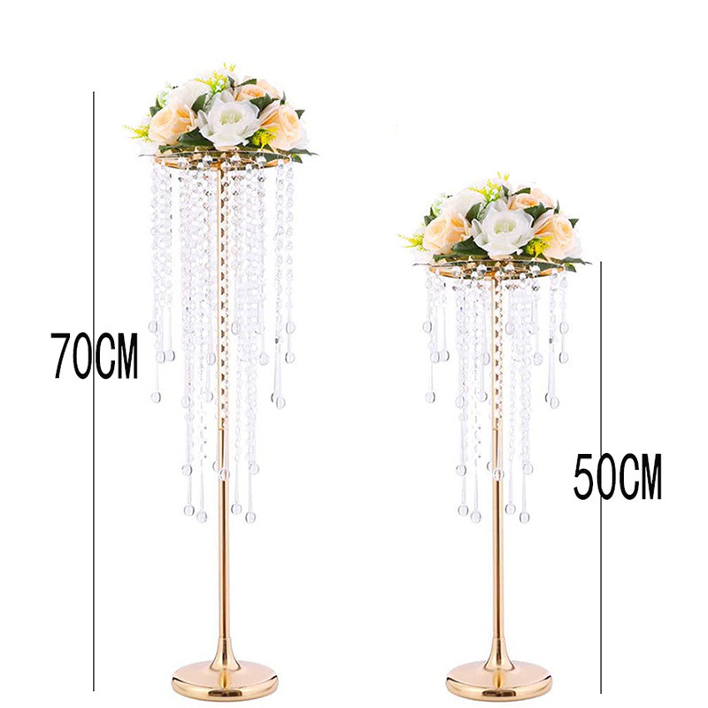 新款婚庆道具金色水晶创意婚礼美陈宴会厅布置路引花艺装饰品