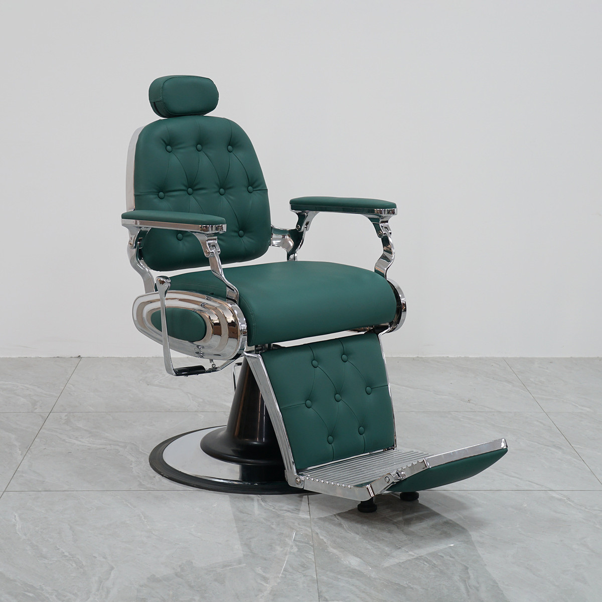 复古男士油头椅刮胡子椅可旋转升降墨绿色理发椅barber chair