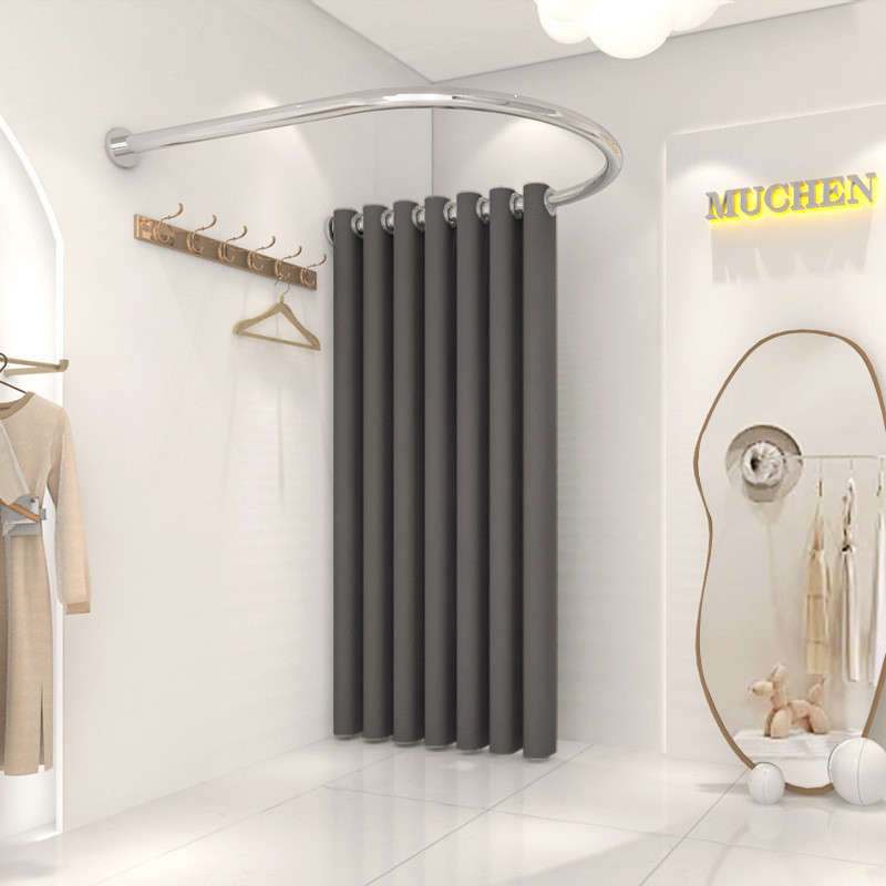 l!试衣间门帘更衣室隔断帘新款u型l形半圆商场服装店遮挡挂帘