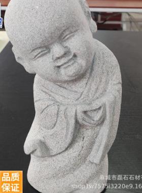 厂家加工石艺小沙弥摆件 花岗岩小和尚湖北 做工精致雕像源头厂家