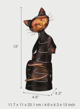 现货家居装饰趣味猫红酒架热卖金属工艺品家居摆件铁艺葡萄酒