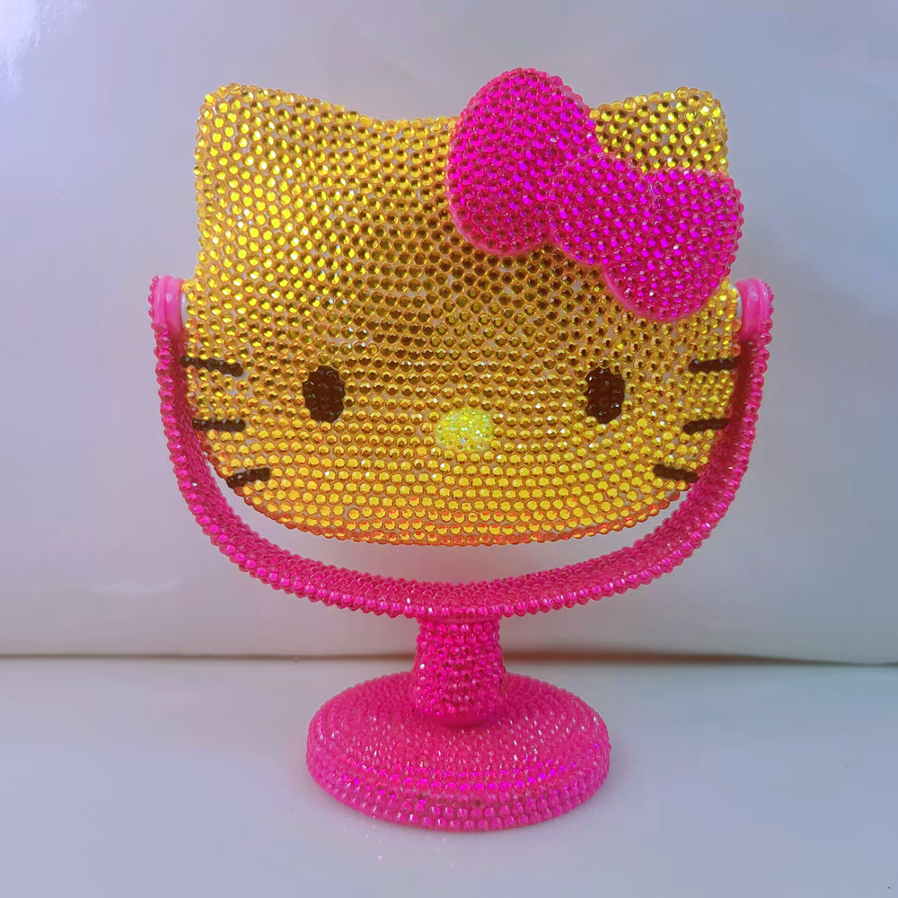 创意便携折叠钻镜随身镶化妆镜学生宿舍台式卡通镜子女迷你补妆镜