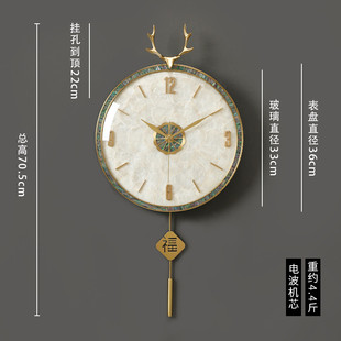 轻奢黄铜钟表挂钟客厅家用简约现代豪华时钟挂墙表静音高档石英钟