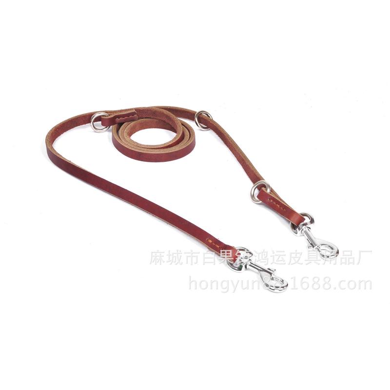 狗纯手工牛皮多功能宠物牵引绳疯马皮狗链便携拴狗狗用品跑步绳