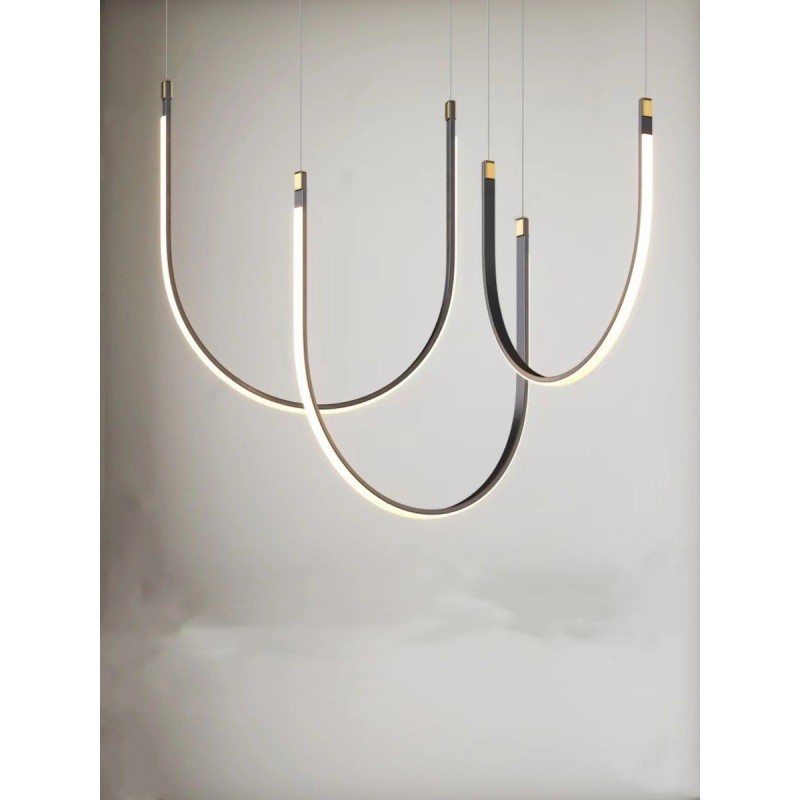 设计师款咖啡厅客厅餐厅轻奢吊灯休闲吧会客室茶室创意u型led吊灯