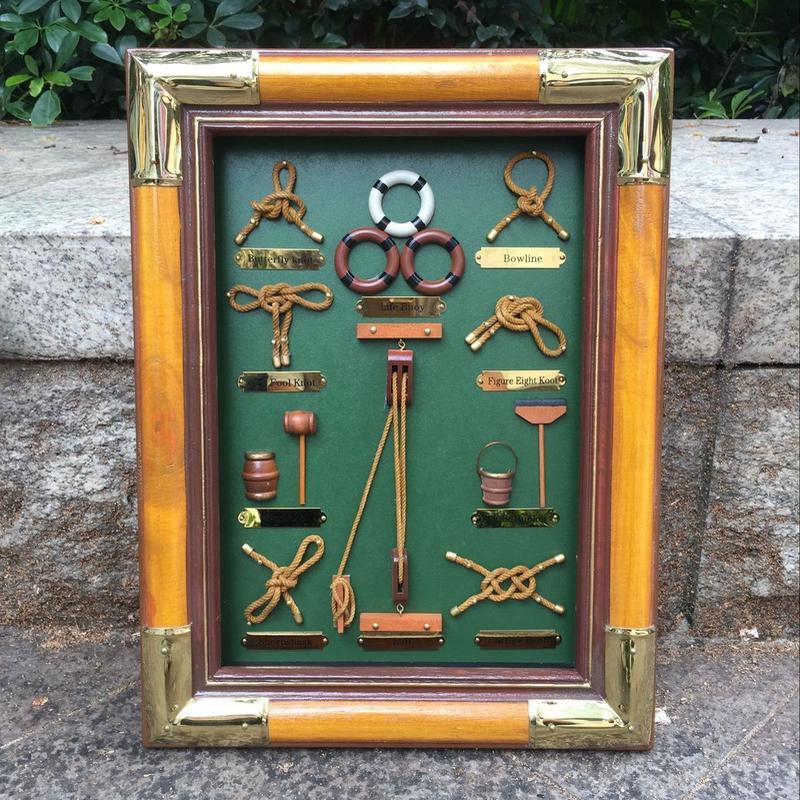 欧式水手结画框创意木制海洋画框水手结装饰画帆船装饰品礼品