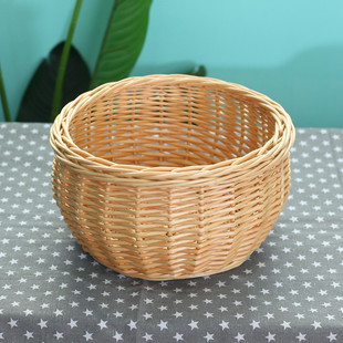 批发藤编放馒头筐家用竹编收纳筐带盖编织厨房鸡蛋篮馍柳编框保温