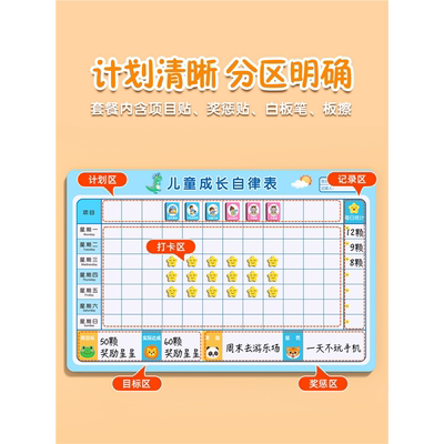 儿童好习惯养成自律表奖励记录表成长学习计划表孩子的积分卡贴纸