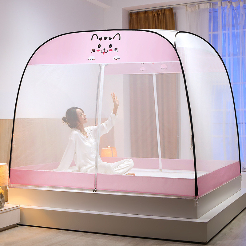 夏季免安装蚊帐防蚊防摔蒙古包蚊帐子学生宿舍拉链加密帐子双开门