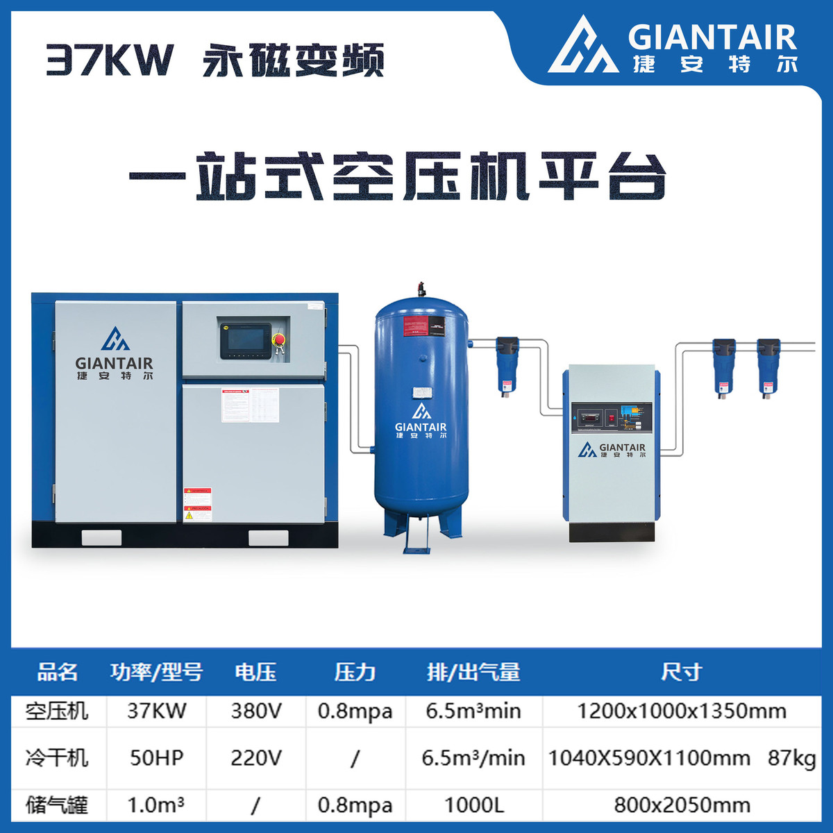 永磁螺杆式空压机7.511152237kw螺杆机空气压缩机变频空压机