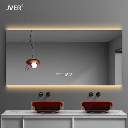 热销洗手间卫生间方形贴墙带灯浴室镜子led智能发光防雾挂墙式化