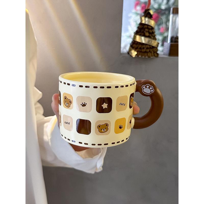 ufu陶瓷杯子可爱马克杯带盖家用办公室情侣水杯小众燕麦咖啡杯