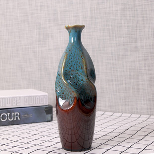 陶瓷客厅落地花瓶干花颜色釉窑变花瓶现代欧式酒店插花大花瓶摆件