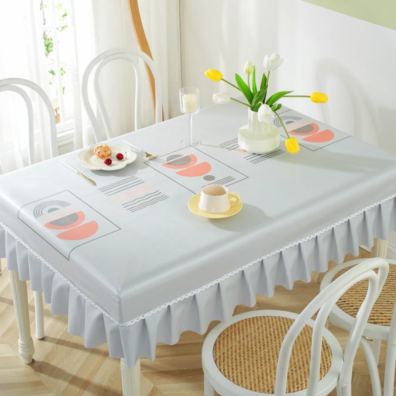 j&桌布防水防油免洗办公茶几罩套幼儿园餐桌布艺书桌格子长方形台