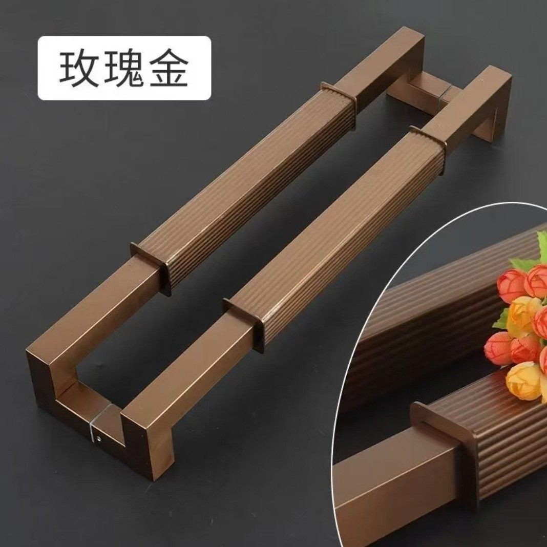不锈钢大拉手黑色方管酒店会所玻璃门门把手商场别墅木门豪华把手