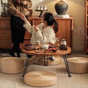 圆形蒲草地垫榻榻米坐垫茶几屁垫坐地上凳煮茶围炉坐墩批发