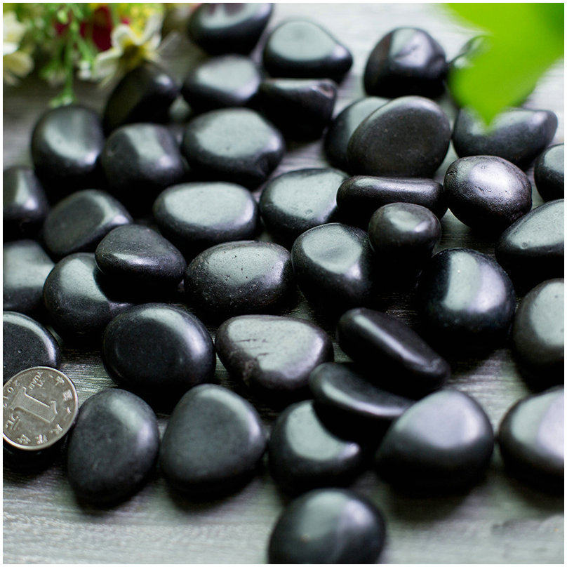 黑色精品雨花石黑色精品鹅卵石工程景观铺路园艺石子按摩石子